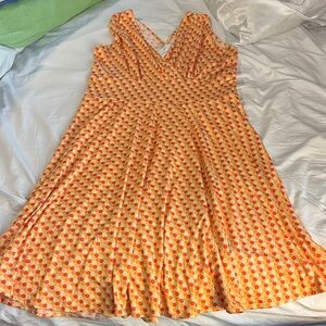Karina Orange and Red Polka Dot Midi Dress